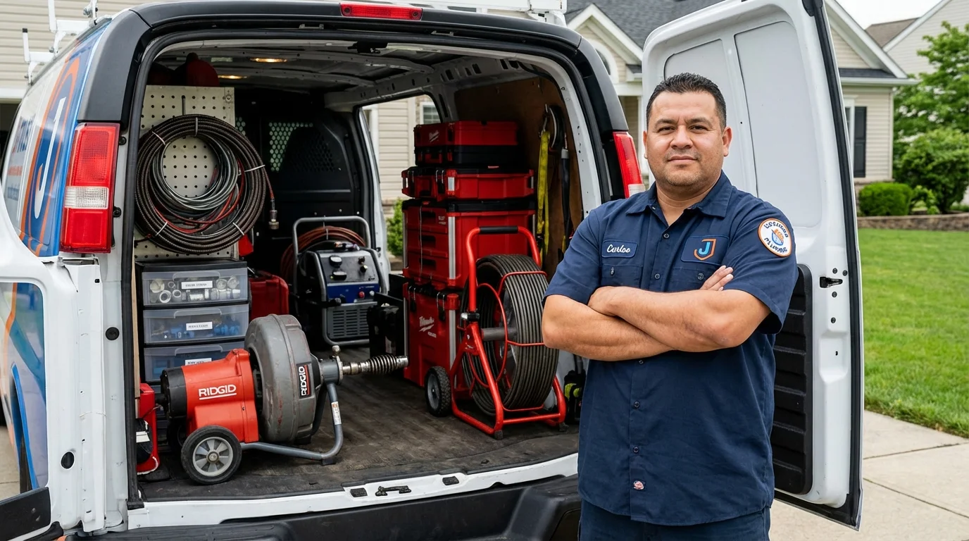 Professional drain cleaning equipment and Johns Plumbing LLC plumber in Paul